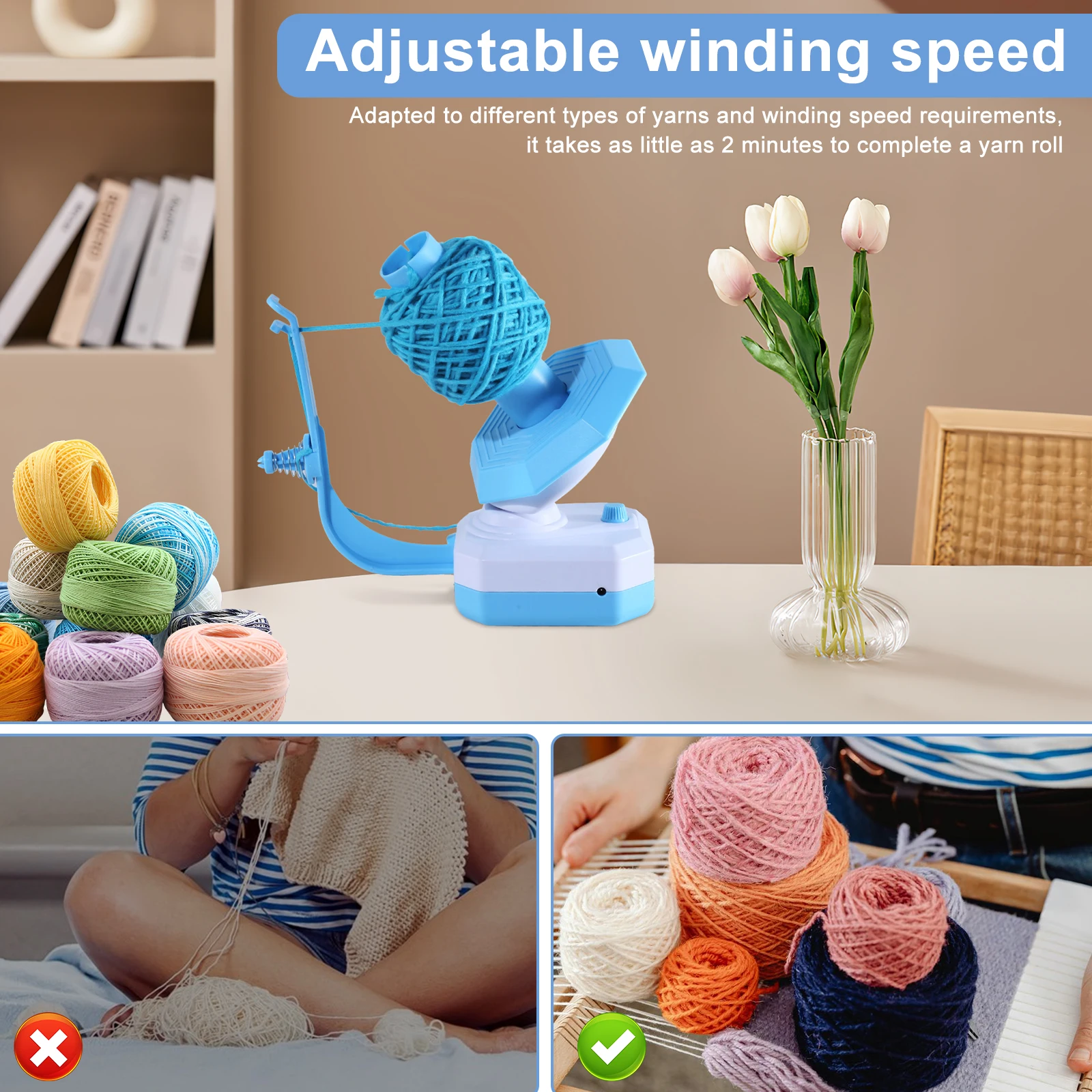 Hand or Electric Wool Winder Crocheting Motor Drive Automatic Yarn Ball Winder Easy to Use Efficient Auto Yarn Cake Winder