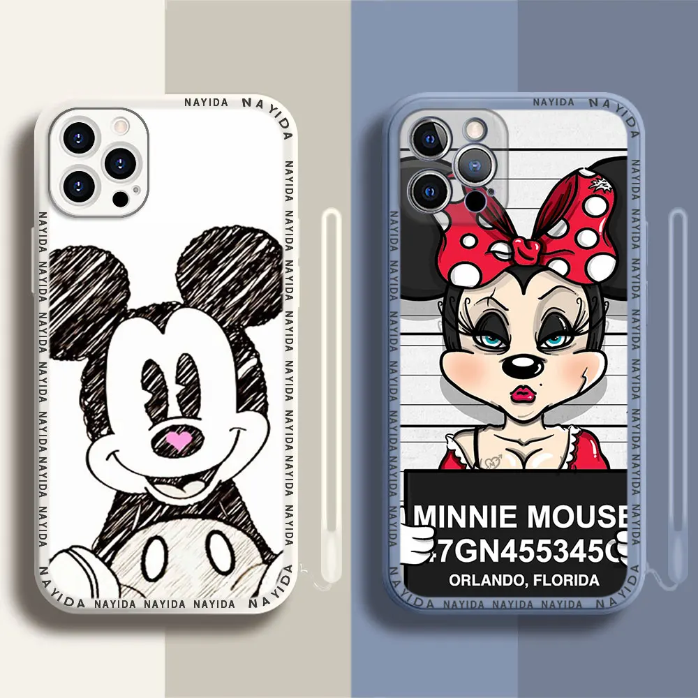 

Phone Case For iPhone 14 13 11 12 Mini Pro Max XS XR X Soft Silicone TPU Cover Disney Mickey Mouse