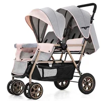 Poussette double légère pour bébés jumeaux, best-seller, pouvant se tenir debout et s'allonger, poussette de haute qualité pour bébés de 0 à 36 mois 5