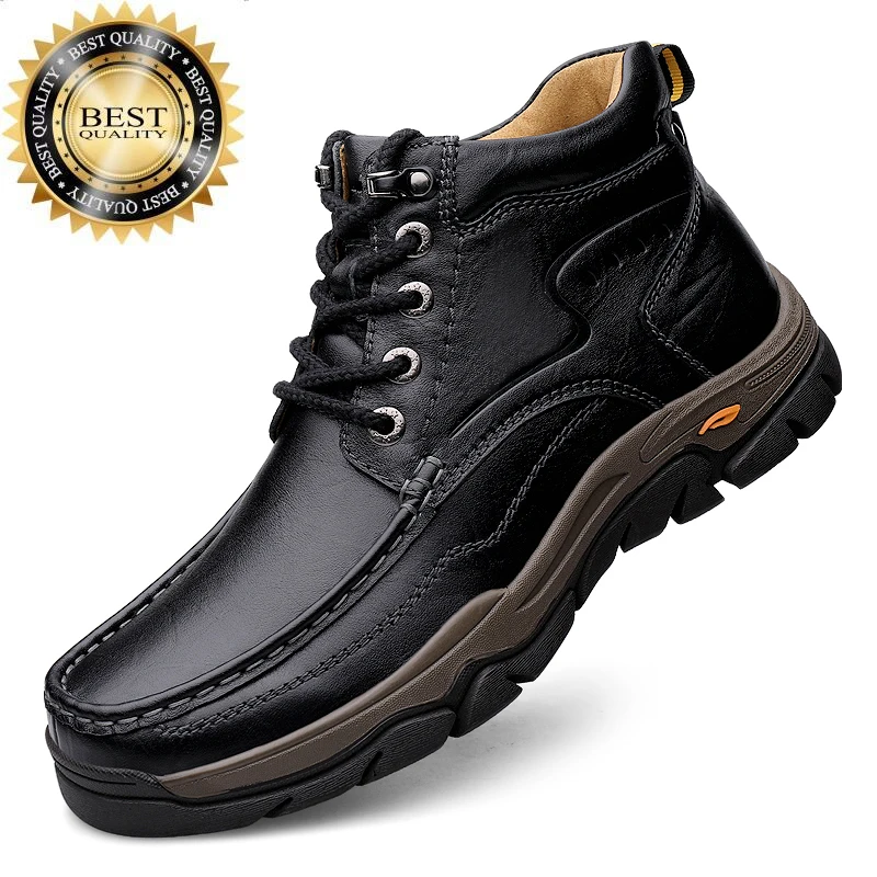 

Men Winter Leather Boots Genuine Warm For 2024 New Plush Fashion 's
