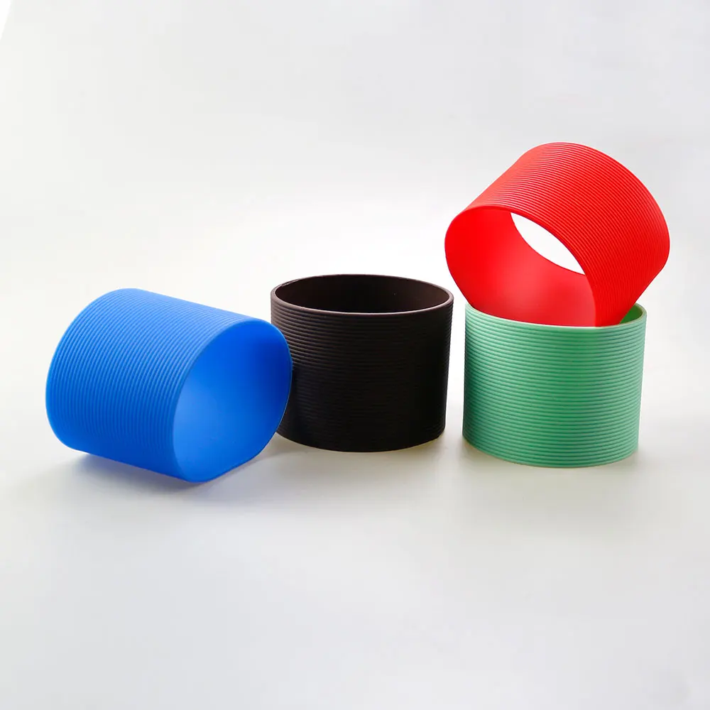 16 Colors 9.5CM Silicone Cup Sleeve Heat Insulated 95MM Stripes Non-slip  Wraps Glass Cup Sleeve Water Bottle Kettle Cover