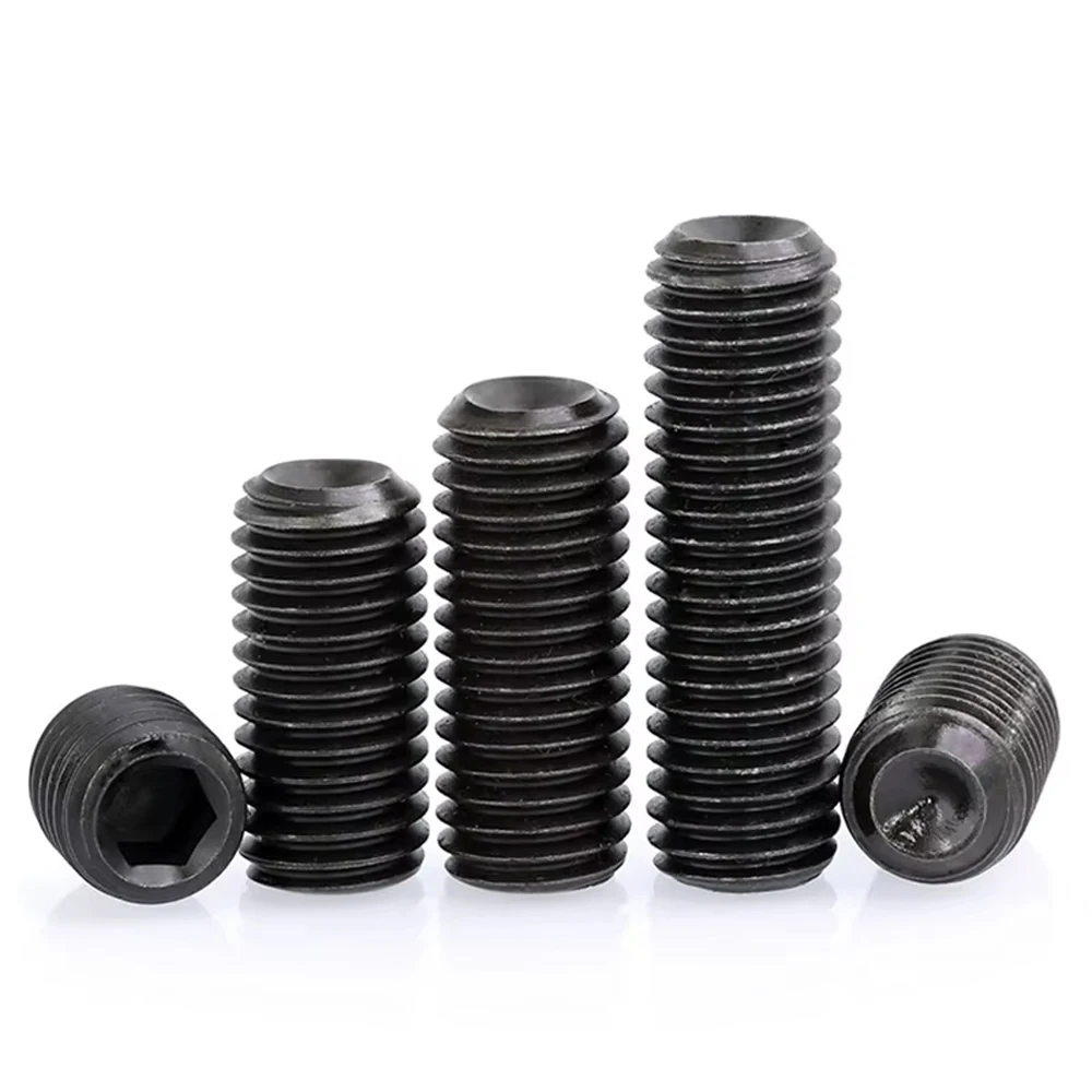 Yiqianyuan 1/4'' 5/16'' 3/8'' UNC UNF DIN916 등급 12.9 합금강 육각 소켓 고정 나사 (컵 포인트 헤드리스 그럽 볼트 포함)