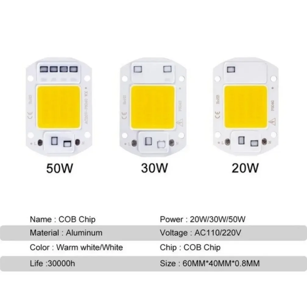 20W 30W 50W LED 칩 COB 램프 AC 220V 110V IP65 스마트 IC 필요 없음 드라이버 DIY 홍수 빛 Led 전구 스포트라이트 야외 램프 구슬