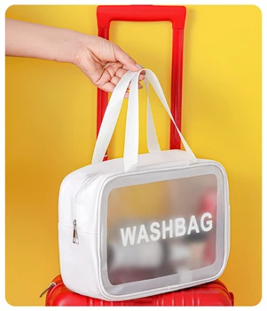 New portable makeup bag Large capacity portable travel storage toiletry bag Waterproof transparent cosmetics storage bag 2
