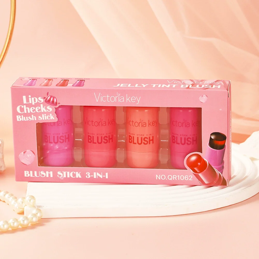 Jelly Cheek Blush Tint 3-in-1 Transparent Moisturized Blusher Facial Contour Rouge Lip Stick Long Lasting Rouge Makeup