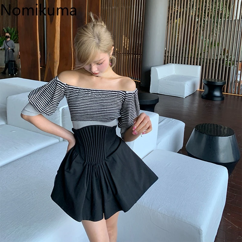 

Nomikuma Skirt for Women Autumn Winter High Waist Pleated A-line Solid Color Women Clothing Vintage Elegant Fashion Jupe Femme