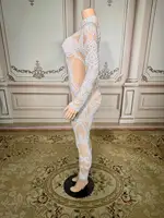 Sexy Skinny Sequins Mirrors Jumpsuit DanceWear Transparent Leggings Stretch CostumeOutfit Performance Outfit CO04 - Image 4