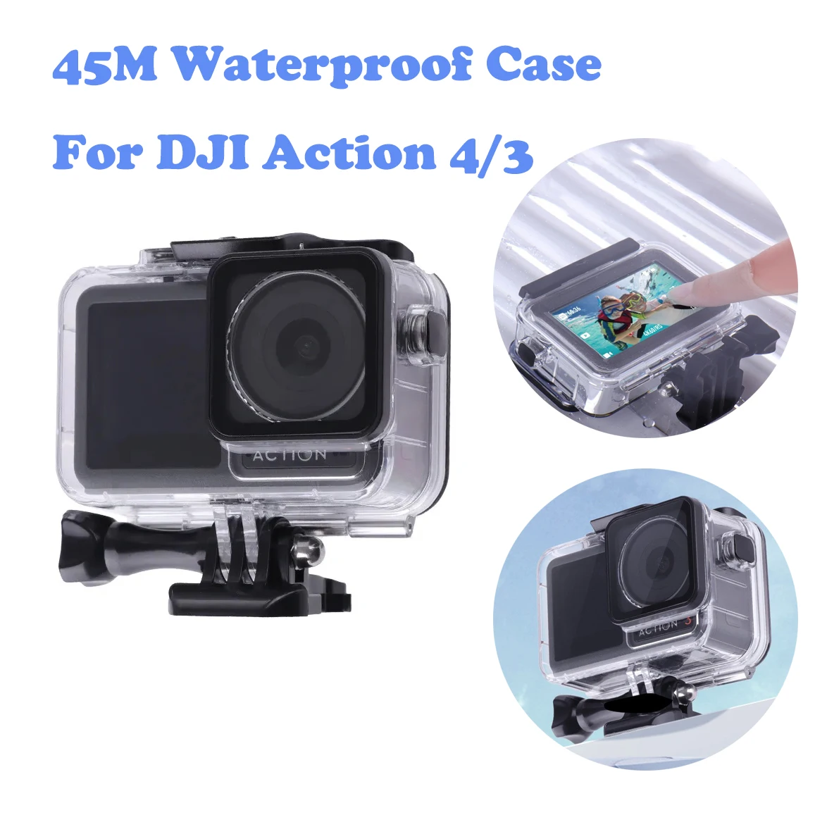 

45M Waterproof Case For DJI Osmo Action 4/3/1 Underwater Housing Diving Case Touch Screen Back Protective Cover Camera Accessory