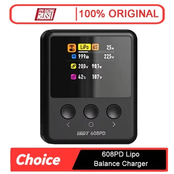 ISDT 608PD DC 240W PD3.110A/140W USB-C 5A Smart Digital Charger RC Batteries Types for /LiFe/LiPo, LiHv 1-6S/Pb 1-12S/NiMH 1-16S 1