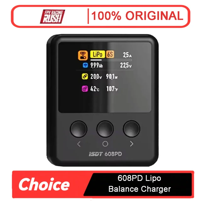 ISDT 608PD DC 240W PD3.110A/140W USB-C 5A Smart Digital Charger RC Batteries Types for /LiFe/LiPo, LiHv 1-6S/Pb 1-12S/NiMH 1-16S 1