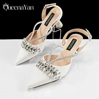 Élégance festive: sandales à bout pointu de haute qualité pour femmes, chaussures à dos à bandoulière Design à la mode pour fête de mariage 2