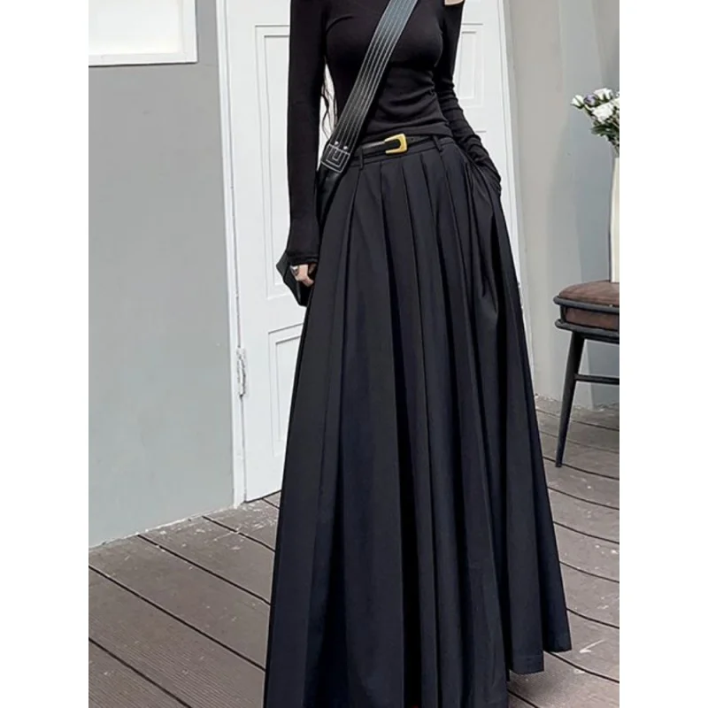 

Women Skirts Spring Pleated Floor Length Solid Simple Classic Graceful Popular Newly Young Stylish Cool Korean Style Hot Sale