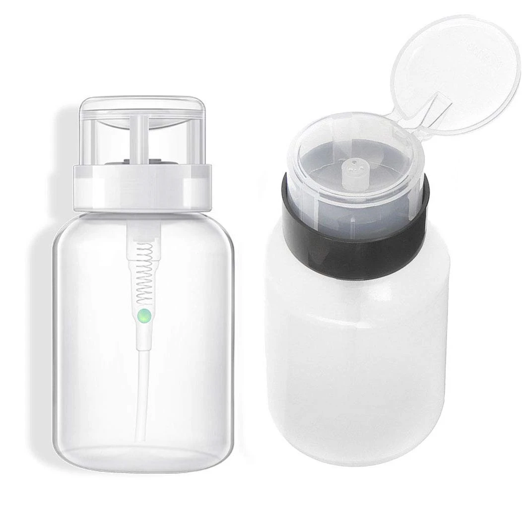 Pack of 2 Push Down Pump Dispenser Lockable Bottle for Alcohol, Acetone, Nail Polish and Makeup Remover, 200ml(6.8oz)