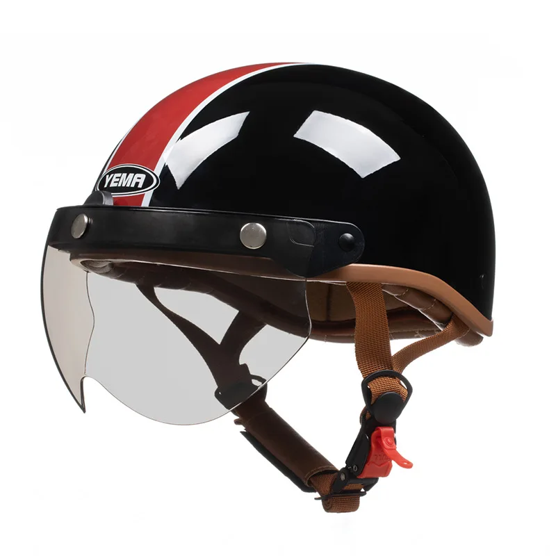 

YEMA Scooter Helmet Trend Retro Motorbike Riding Helmet Four Seasons Universal Motorcycle Safety Cap Capacete De Motocross Casco
