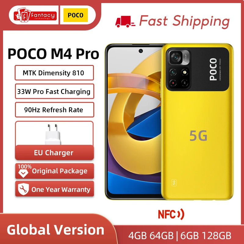 poco latest 5g phone Global Version POCO M4 Pro 5G 90Hz 6.6" FHD+ Dot Display Dimensity 810 33W Fast Charging Android 50MP Camera 5000mAh Battery poco cellphones