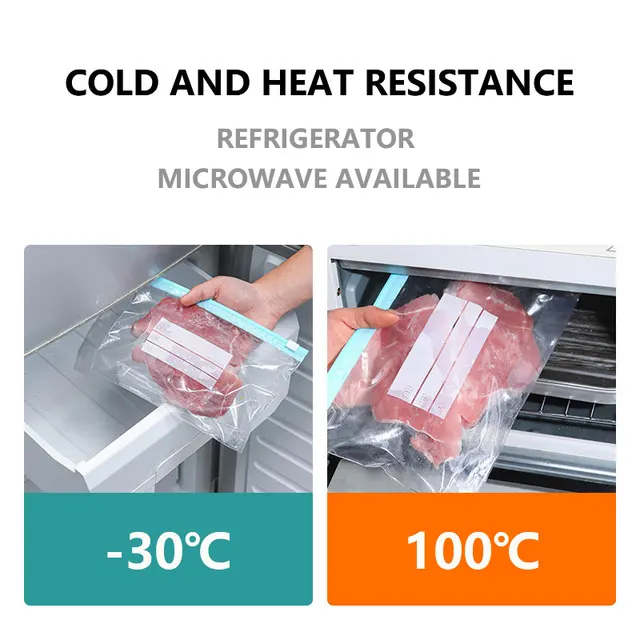 Sac à fermeture éclair réutilisable, sac de rangement Transparent de qualité alimentaire avec fermeture éclair, récipient en plastique de scellage, congélateur de voyage, cuisine de Camping 6
