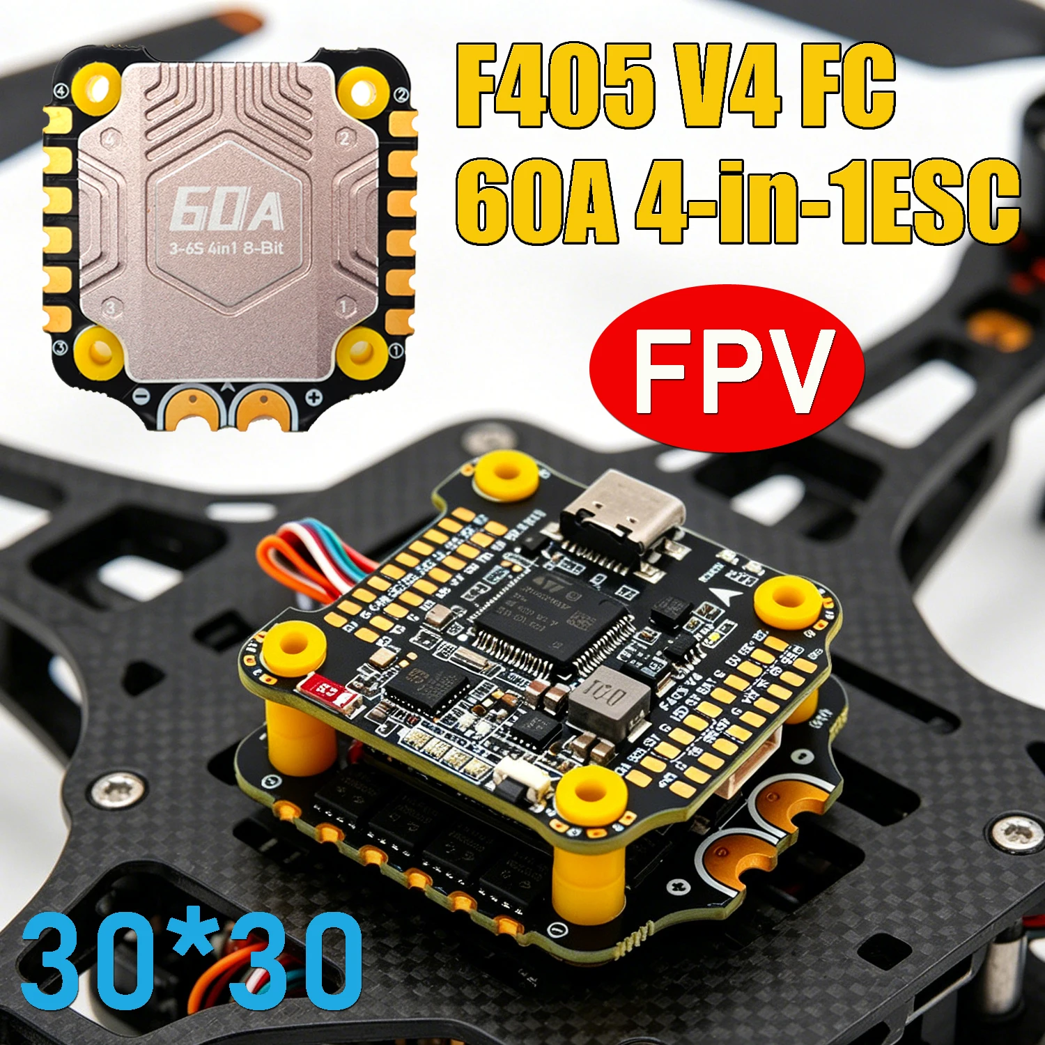 รูปสินค้า ชุดควบคุมโดรนแข่ง FPV 4in1 3-6S 60A ESC