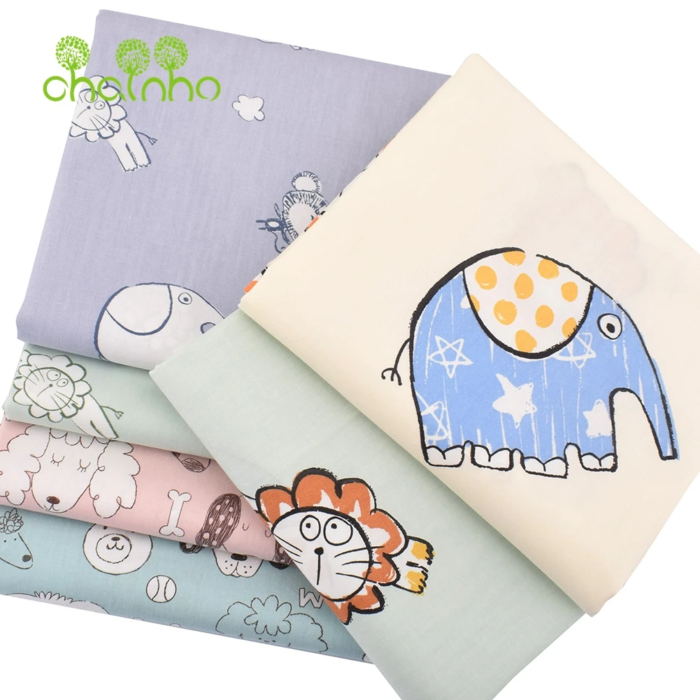 Chainho,Printed Twill Weave Cotton Fabric,DIY Sewing Quilting Material,Patchwork Cloth,Cartoon Series,2 Specification,CC181