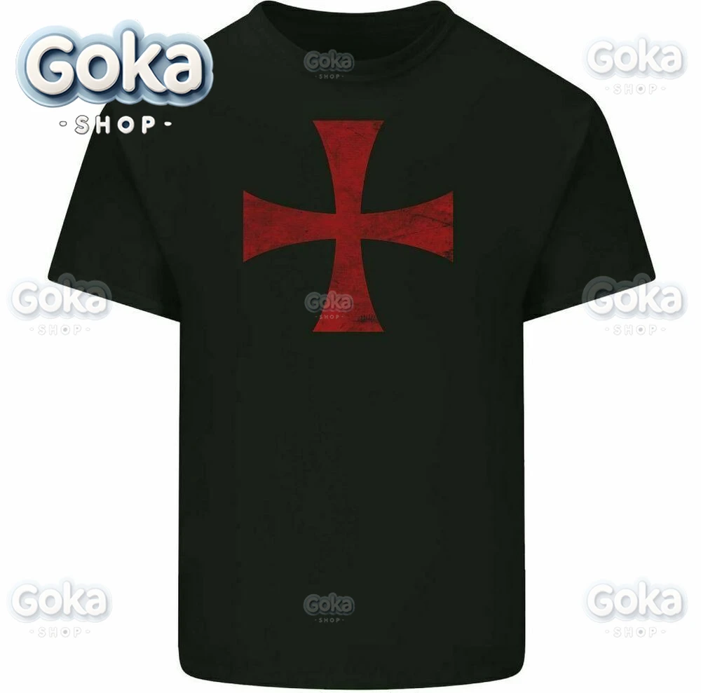 thumbnail image 1 of Camisetas con gráficos de la Cruz de los Caballeros Templarios, ropa para hombre, nuevas camisetas y tops de algodón para mujer, camiseta estampada, ropa Y2K, linda y divertida camiseta, 1 of 6