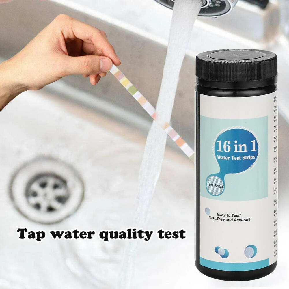 Water Quality Test Kit 16 In 1-Drinking Water Test Kit Strips / Home Water Quality Test Swimming Pool Spa / Water Strips Nitrate Nitrite PH Hardness