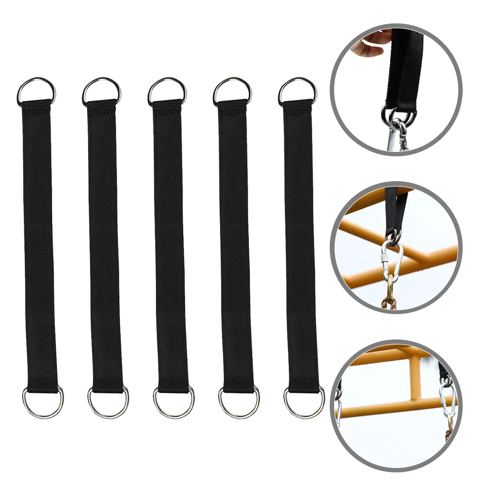 

5 Pcs Swing Connection Belt Sturdy Hooks Tree Hanging Kit Camping Outdoor Straps Stainless Steel Polyester
