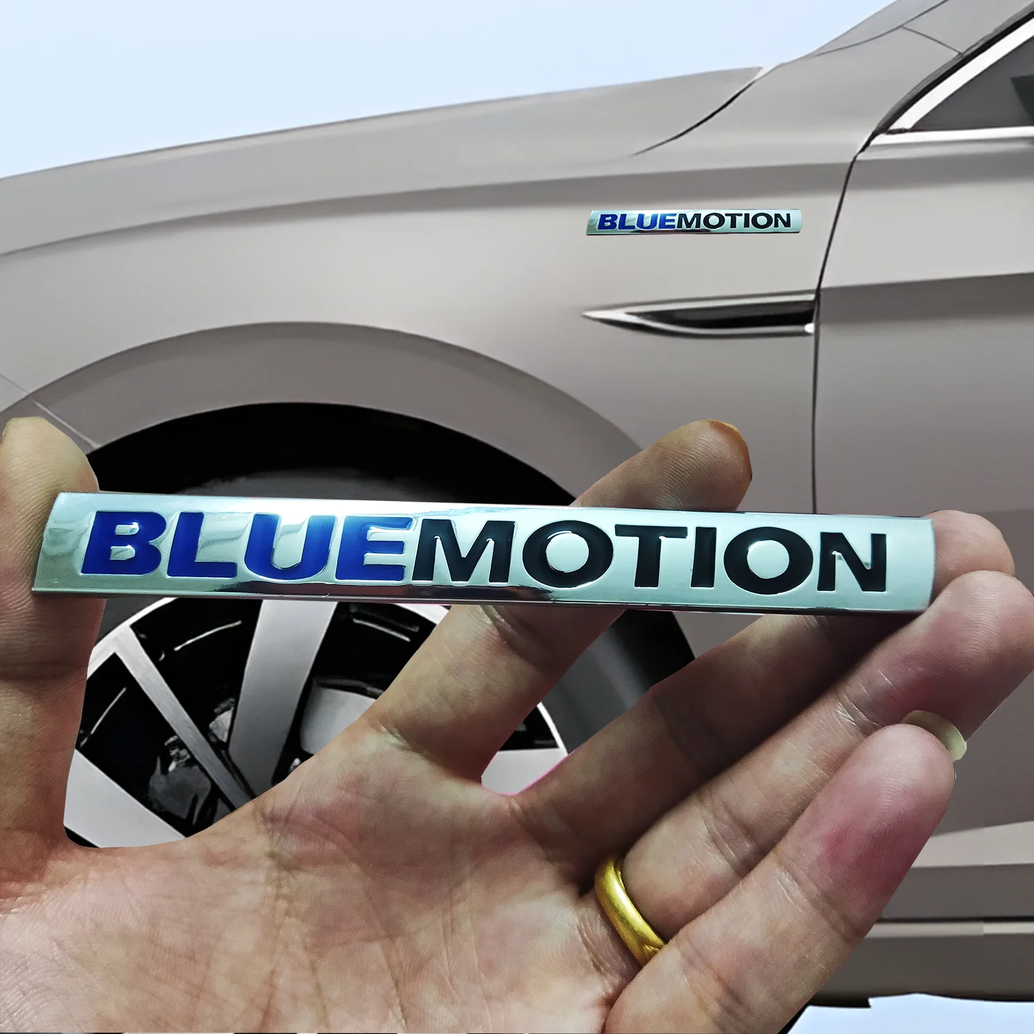 Металлическая наклейка BLUEMOTION для автомобилей Volkswagen Sagitar, Lavida, Golf, Polo, Tiguan, Passat и Magotan.
