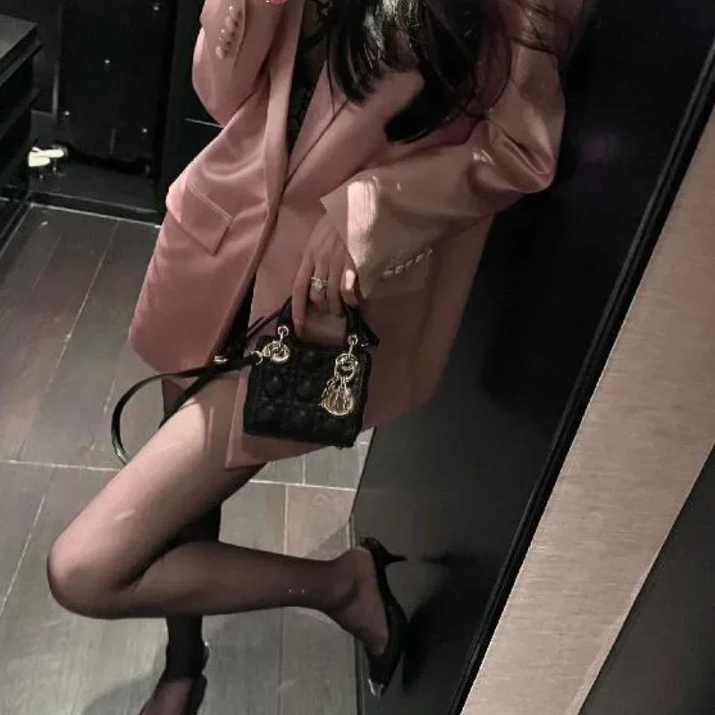 High-grade White Small Suit Jacket for Women Spring New Acetate Sag Satin Fashion Suit for Socialite Women's Clothing Fashion 6