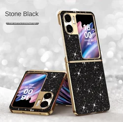 Luxury Bling Glitter Shockproof Phone Case - Plating Hard Plastic Cover for OPPO Find N2 Flip (Black)