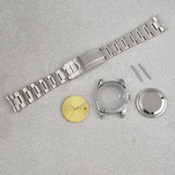NH35 NH36 Jubilee Strap Magnifying Glass Case Back Silver Men's Watches Accessories Stainless Steel for Datejust Movement Band