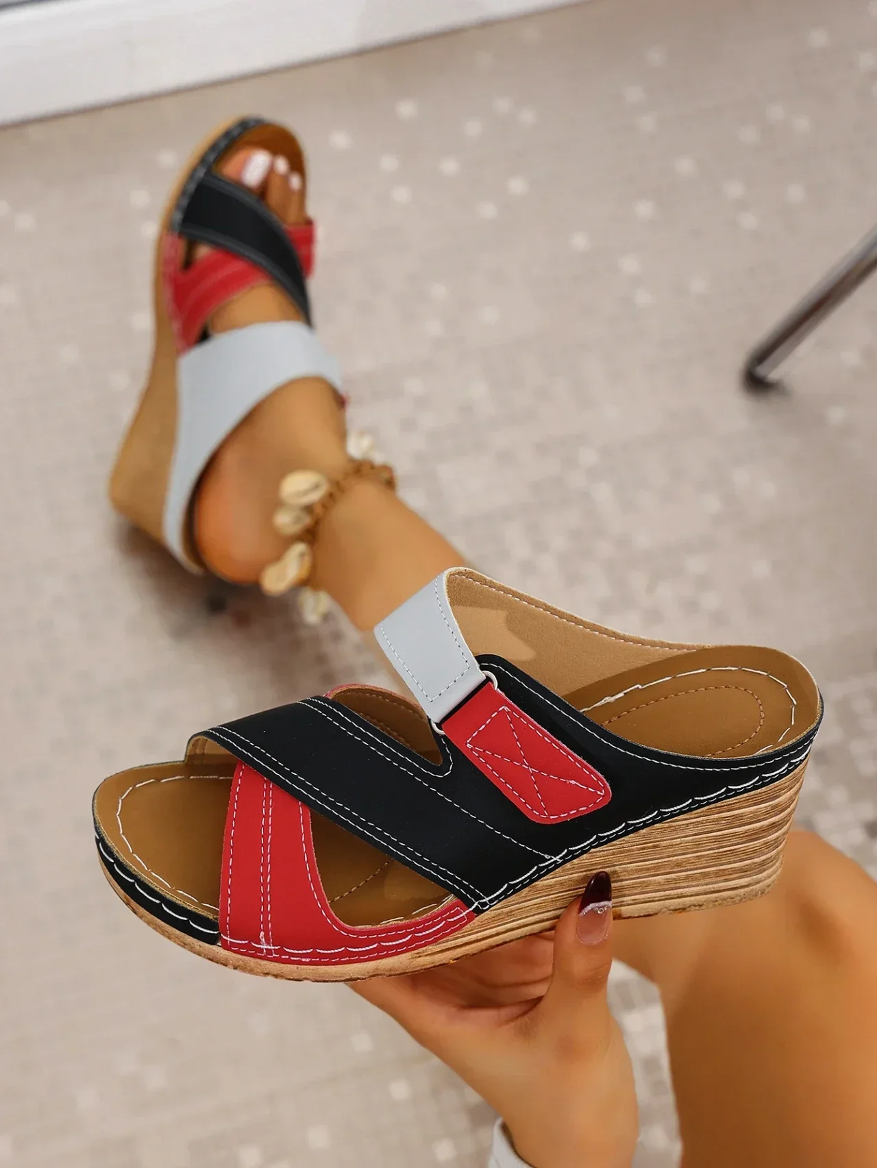 Frauen Casual Keil Plattform Schuhe 2025, Sommer Mode Farbe Passenden Hausschuhe Weibliche Outdoor Strand Sandalen Zapatos De Mujer – Detail 19