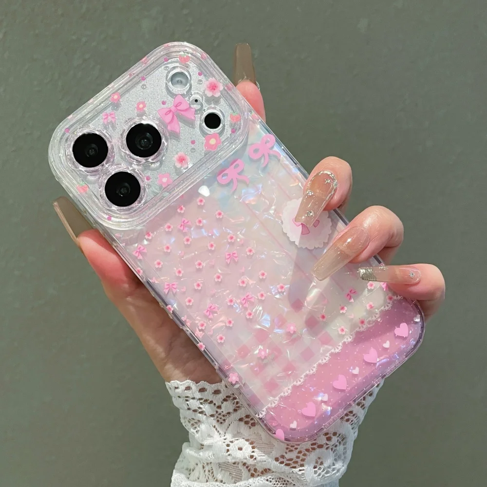 Luxury Glitter Diamond Floral Phone Case - Laser Cute Flower Protective Shockproof Cover