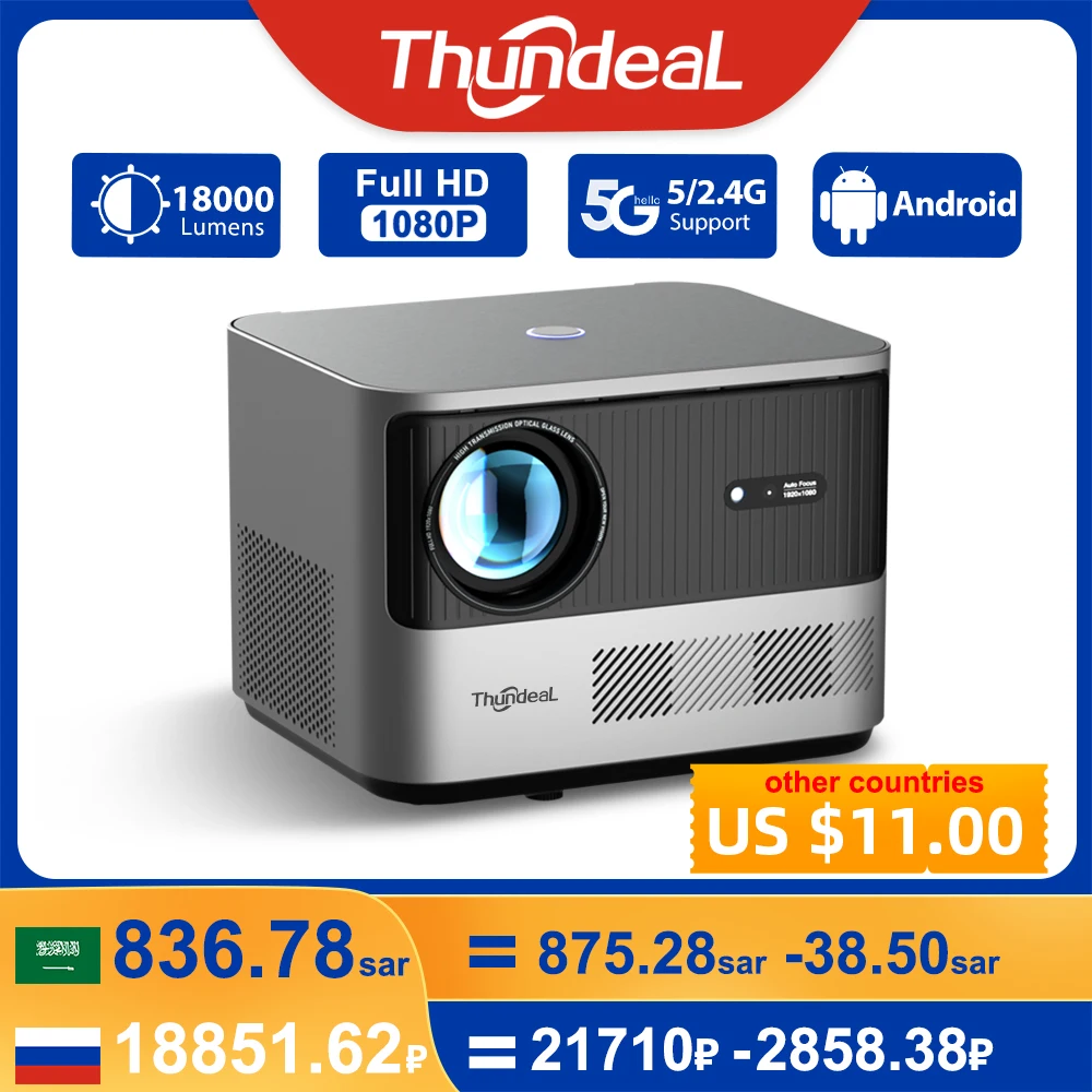 Thundeal Tda6 Full Hd Projector 1080P 2K 4K Video Home Theater Auto Focus 5G Wifi Android Projector Tda 6W 3d Draagbare Proyector