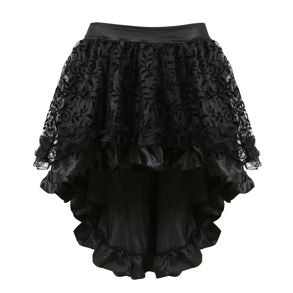 Renaissance Victorian Corset Front Lace Bustier Skirt with Blouse Set Princess Overbust Corsage Plus Size Dance Party Costumes