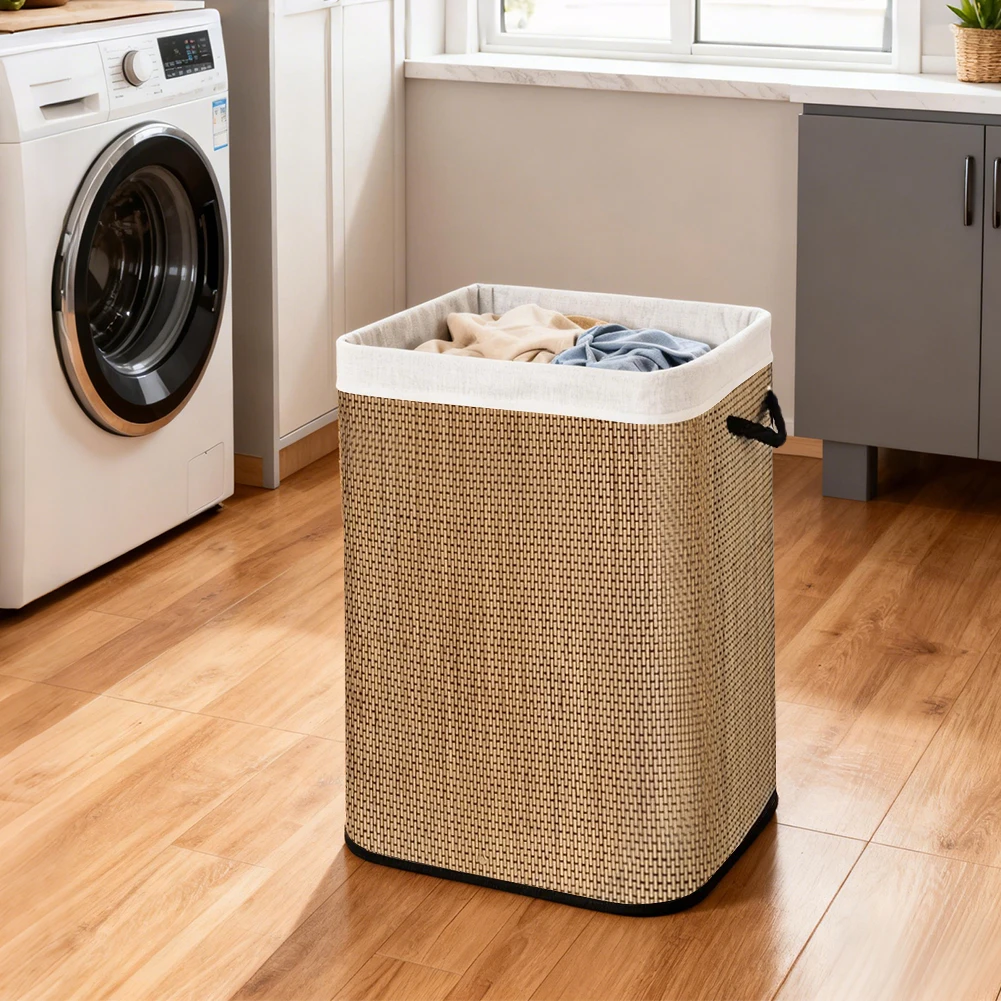 72 L Large Bamboo Foldable Laundry Basket Storage Hamper Box with Removable Washable Lining 40 x 30 x 60 cm Space Saving 3 S2bbea725b14a4891937e0b1a2bd3a812T