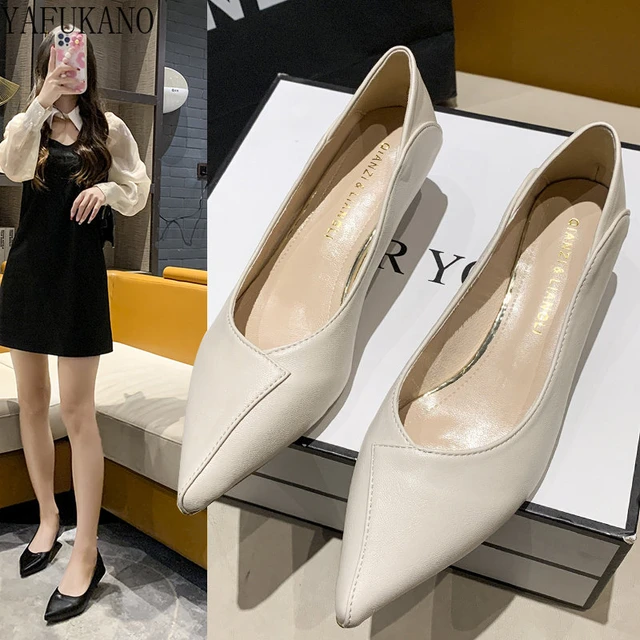 New Nude Shallow Mouth Women Shoes Fashion Office Work Heels Shoes Elegant  Ladies Low Heel Shoes Woman Big Size 35~40-Black,6 : Amazon.co.uk: Home &  Kitchen