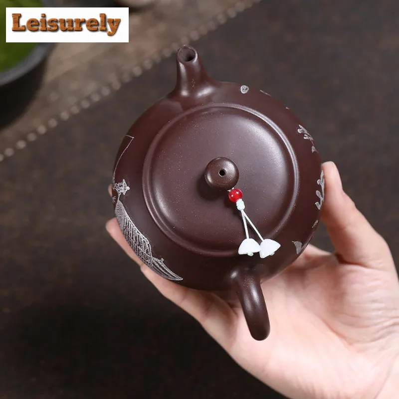 200ml Creative Yixing Purple Clay Teapots Handmade Open Oven Pot Raw Ore Purple Mud Kettle With Strainer Zisha Tea Set Cafes
