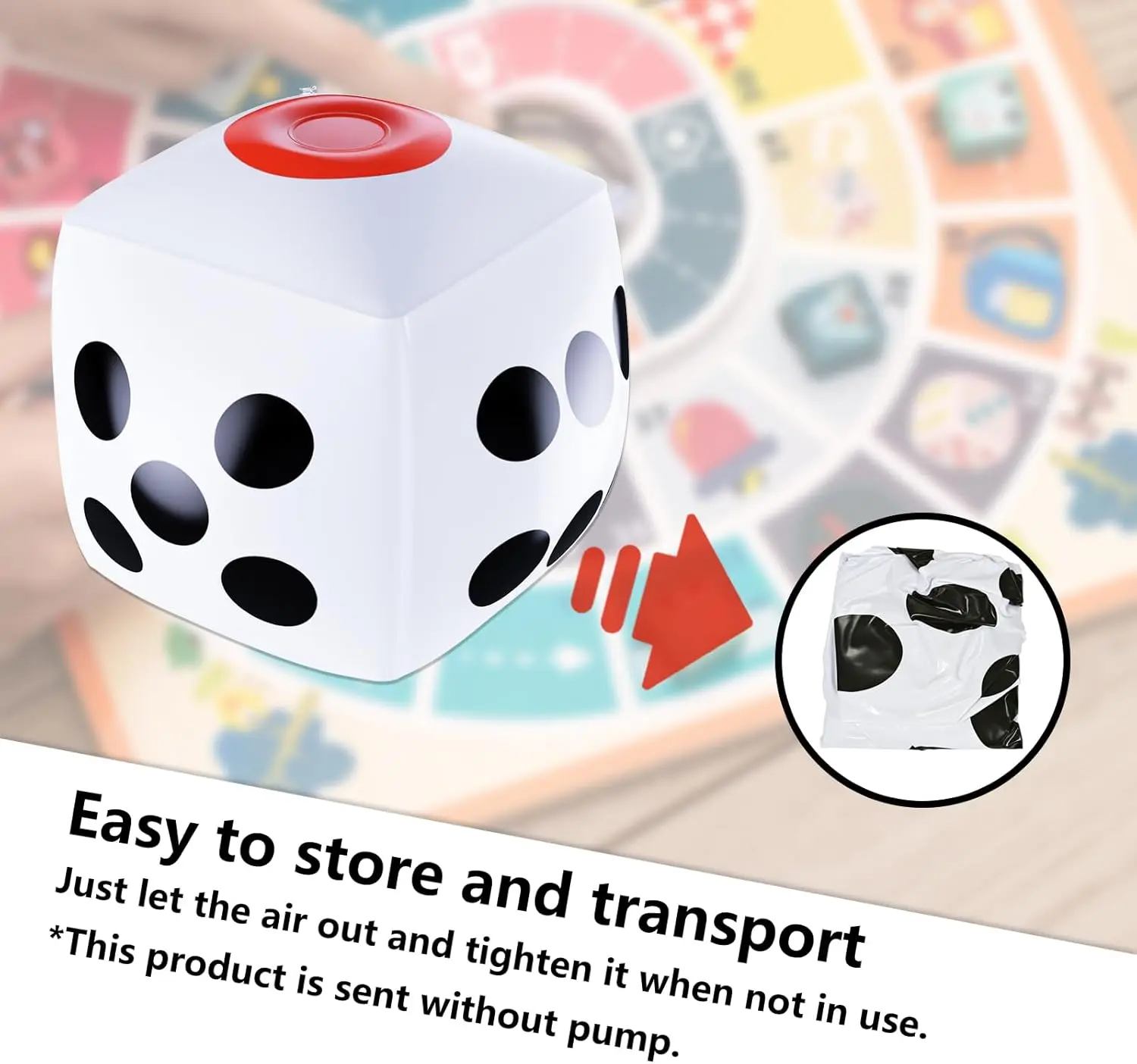 2Pcs Inflatable Giant Dice, Board Game Party Decoration for Indoor Outdoor Game, Beach, Pool, Lawn Party Gaming, Christmas gift