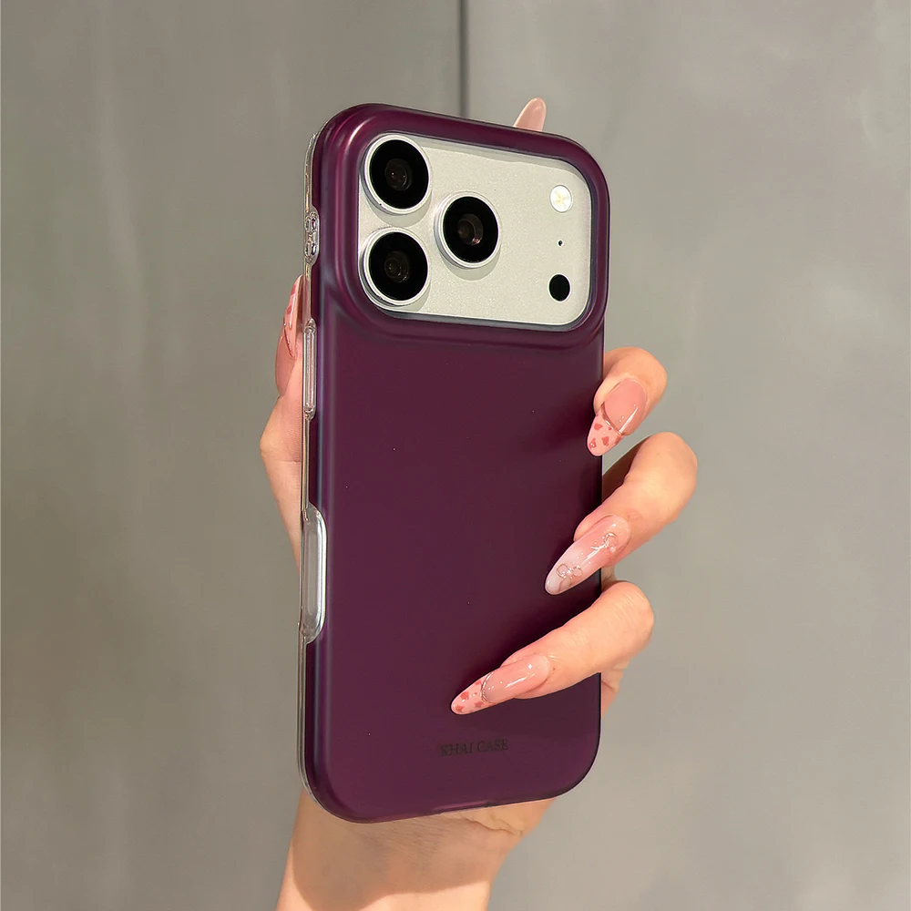 Elegant Retro Dark Purple & Wine Red Matte Phone Case - Shockproof Protective Back Cover