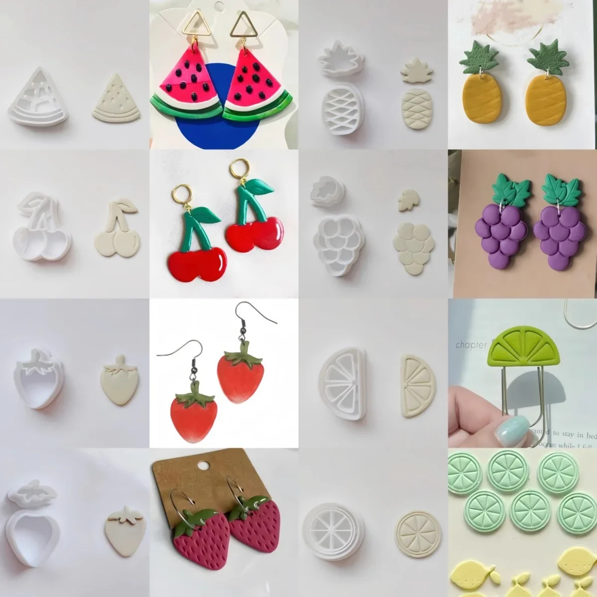 Fruit/ Watermelon/ Cherry/ Pineapple/ Grape/ Lemon/ Strawberry Polymer Clay Cutter Clay Earring Jewelry Molding Cutting Tool