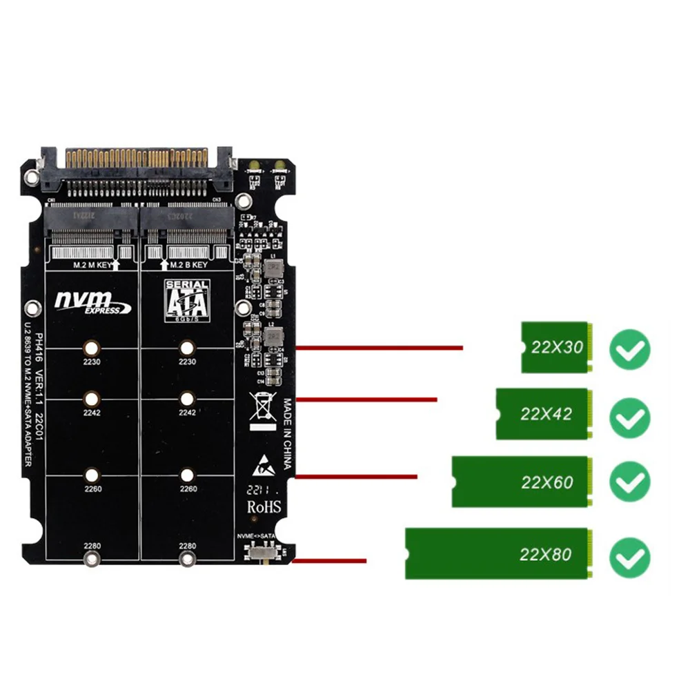 M.2 SSD to U.2  2in1 M.2 NVMe  SATA-Bus NGFF SSD-PCI-E U.2 SFF-8639  PCIe M2 ȯ