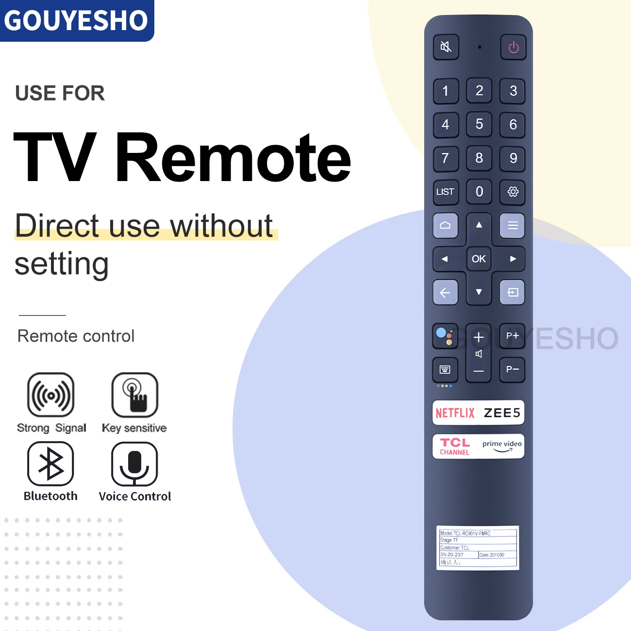 

06-BTZNYY-MRC901V-RC901V-FMRC Remote Control Fit for TCL 43P615 50P615 65P615 55C825 50C725 iFFALCON 55H71 65H71