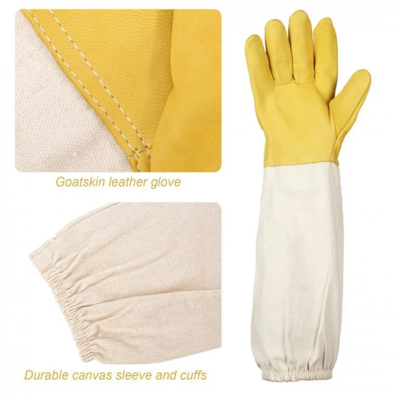 1 Pair Beekeeping Gloves Beekeeper Protective Sleeves Breathable Anti Bee/Sting Sheepskin Long Gloves Apiculture Tools L/XL/XL