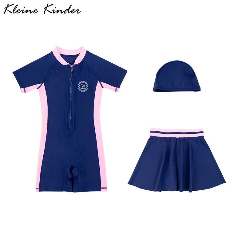 Children's Gymnastic Swimwear With Skirt UPF50 UV Protection Girls' Sports Swimsuit Bathing Suit Kids Summer Beach Clothes Girl
