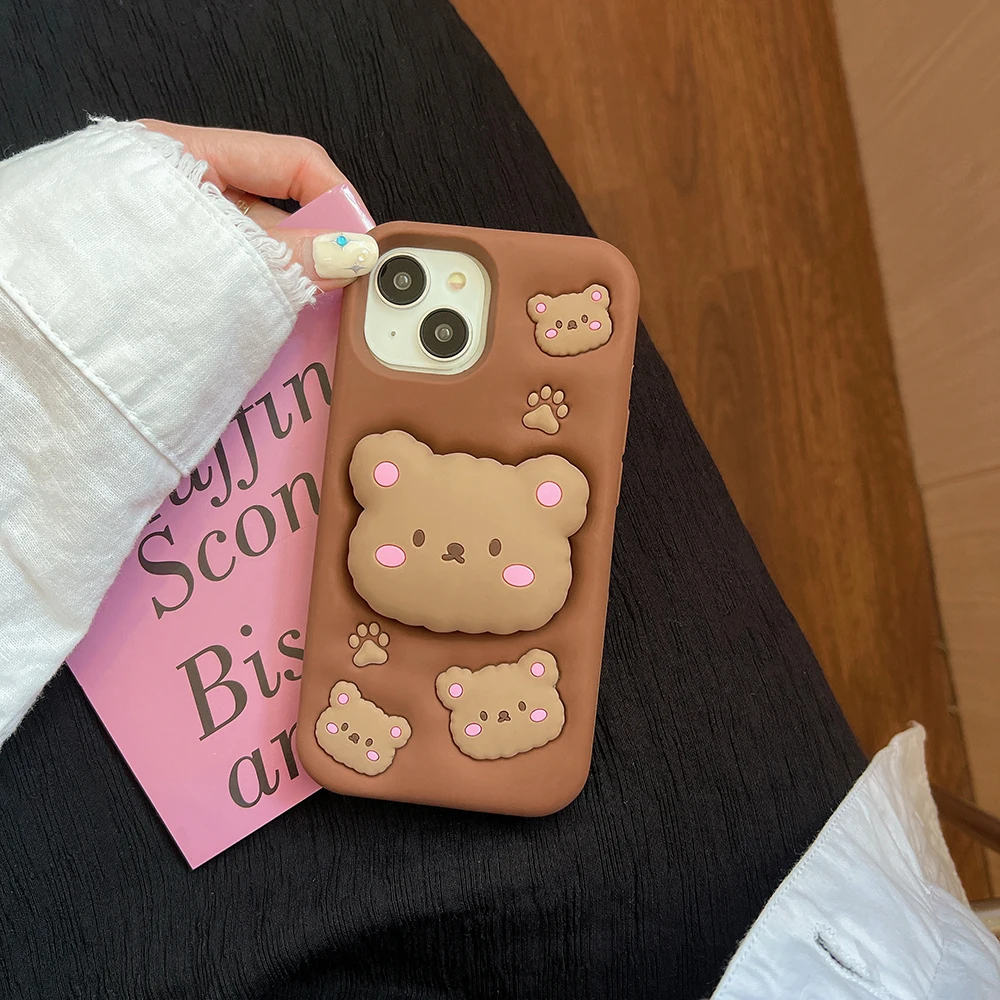Charming Kawaii Bear Soft Silicone Stand Holder Case