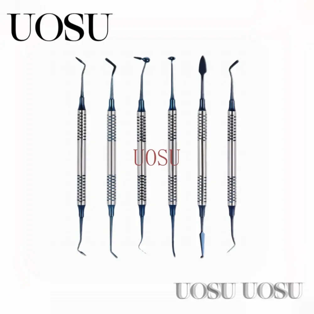 

6Pcs/Set Dental Composite Resin Filling Spatula Titanium Plated Head Resin Filler Repair Tools Set Dental Instrument