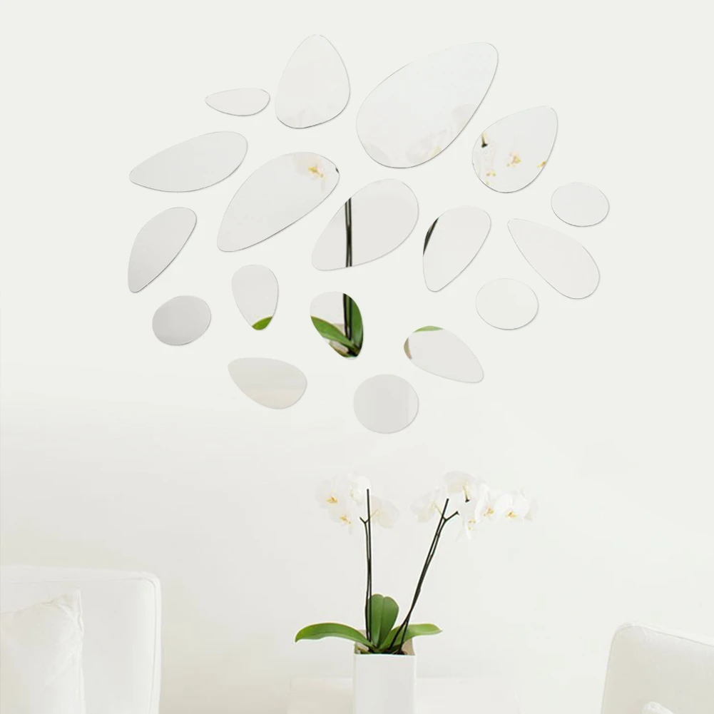 Decorative Oval Acrylic Mirror Wall Sticker Art Home DIY Frameless Backgrounds Decor Mirrors