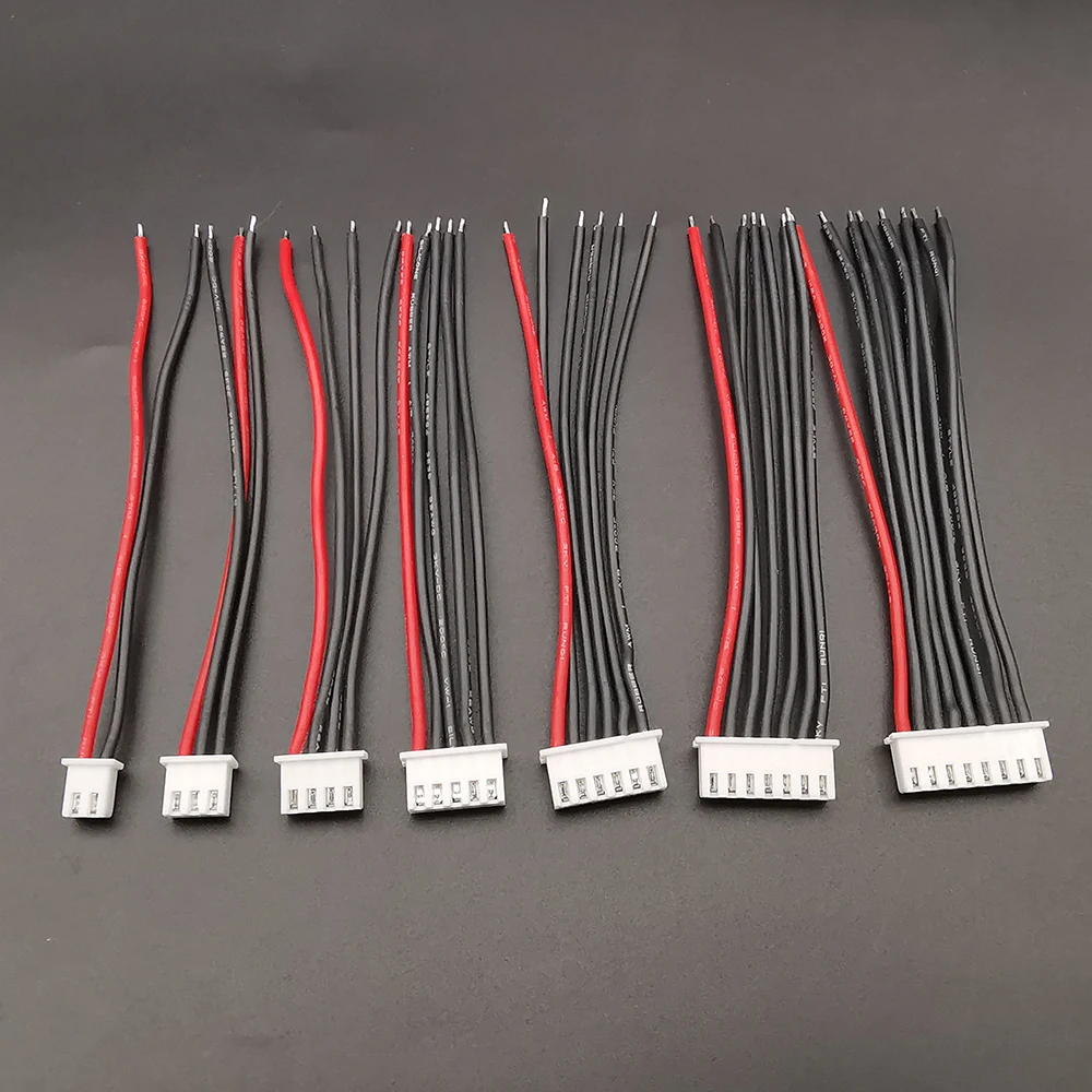 Pack de 10 câbles équilibreur LiPo 2S-4S pour chargeur RC, présentés dans un sachet transparent.