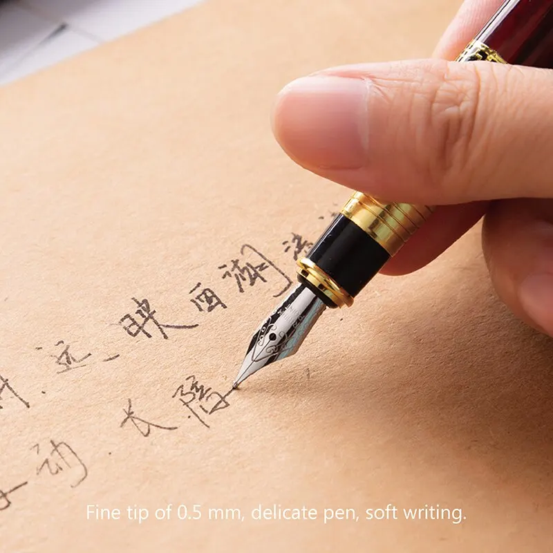 Metal Ink Fountain Pen 530 Golden Carving Mahogany Luxury Business School Student Office Supplies Fountain Pen New Ink fountain pen metal pen wood grain pen
