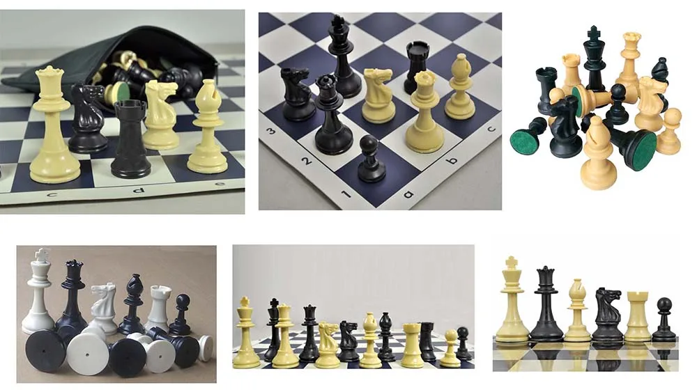 Weighted Chess Set King Tall 3.5 Inch Staunton Silver & Black Anodized Metal Fin