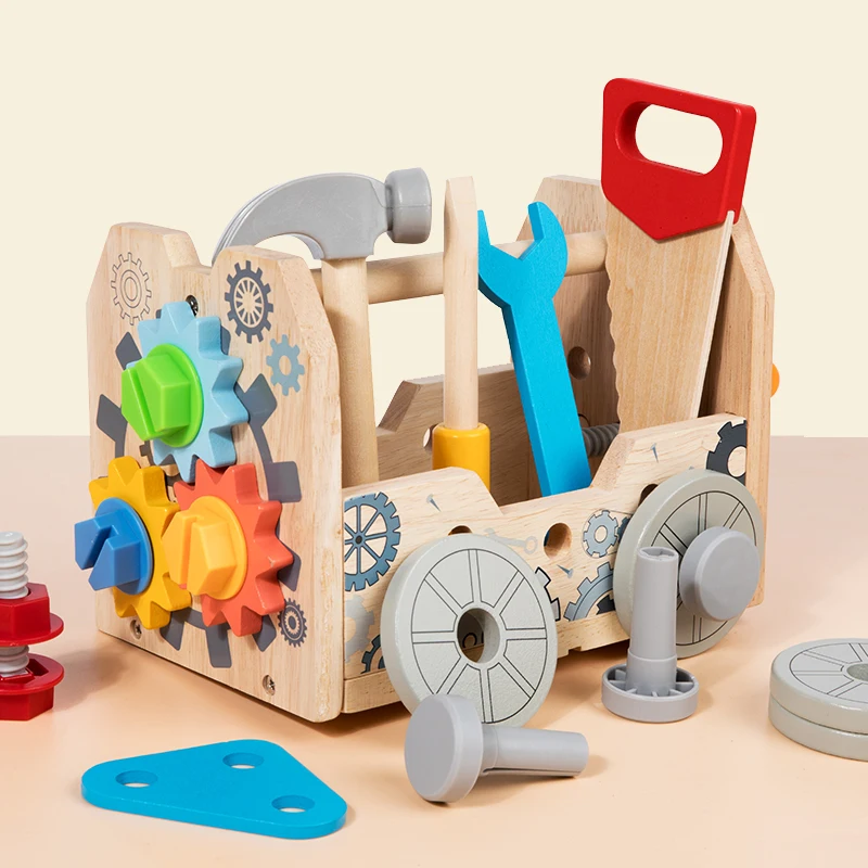 Kids Wooden Tool Box Toy Pretend Game Puzzle Disassembly Set Simulation Multifunctional Repair Carpenter Tool Boy Gift - Image 4
